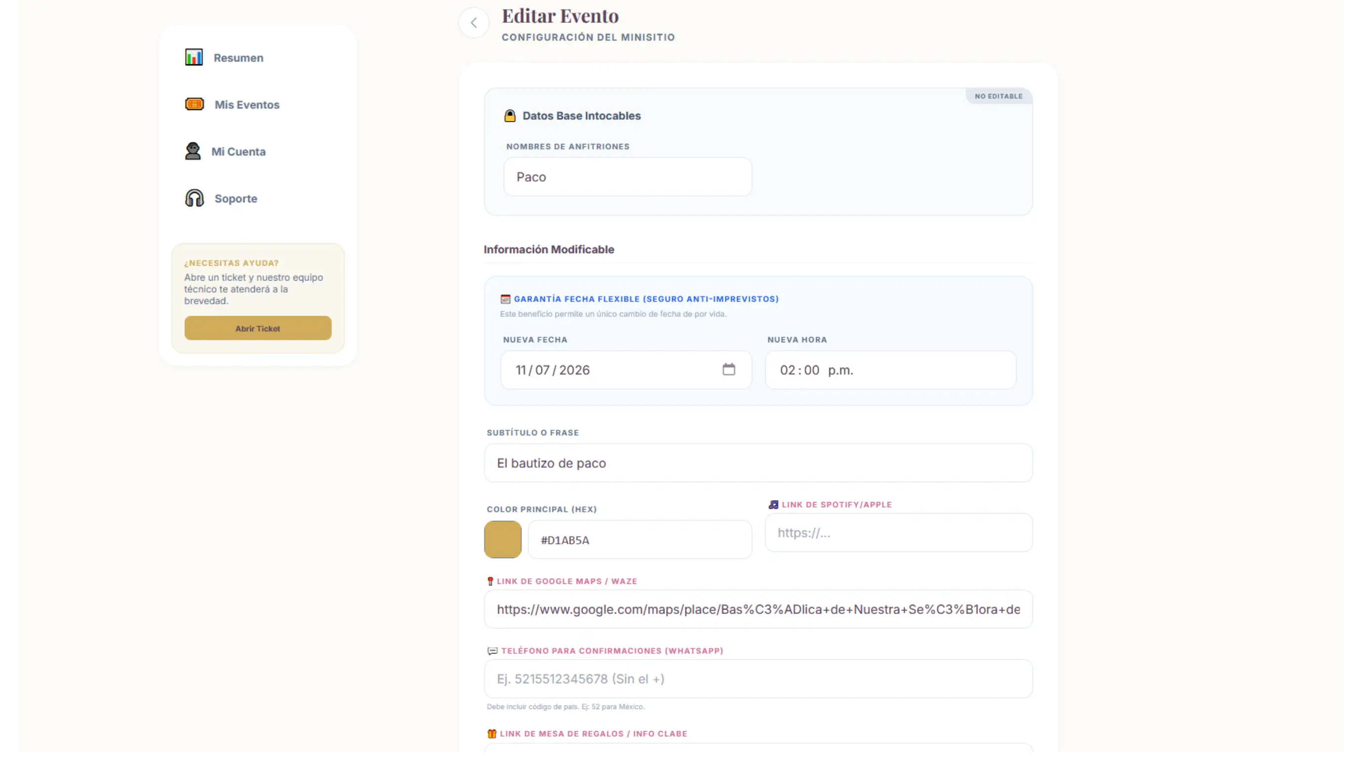 Invitación Actualizable